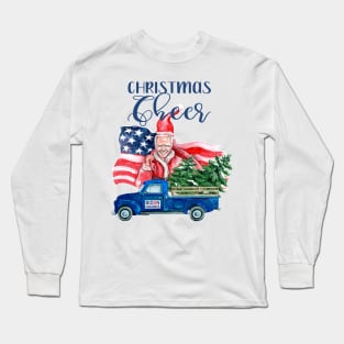 CHRISTMAS CHEER JOE BIDEN SANTA CLAUS RETRO VINTAGE TRUCK Long Sleeve T-Shirt